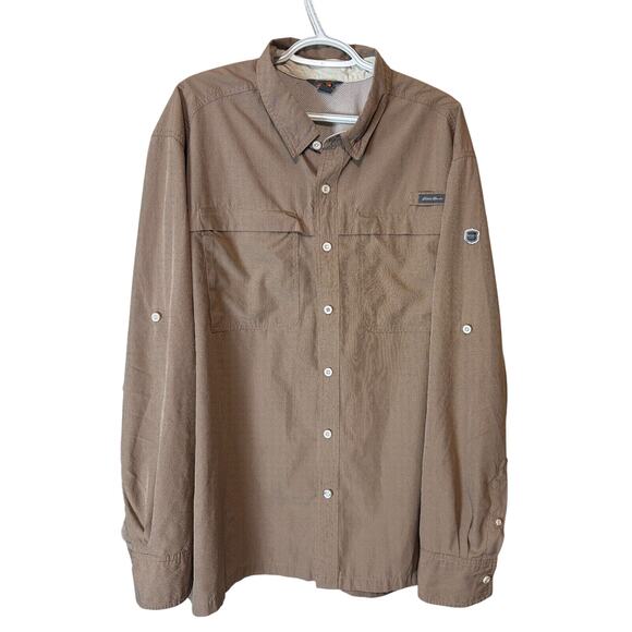 Eddie Bauer Vented Outdoor Fishing Shirt Mens Size 2XL Beige Long sleeve tan - Picture 1 of 6